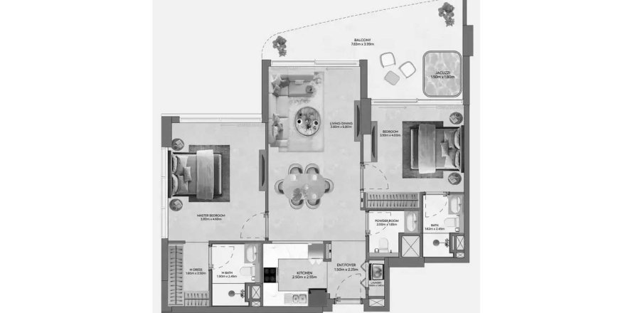 Apartament në Hermina by Casagrand në Dubai, Emiratet e Bashkuara Arabe 2 dhoma gjumi, 110.83 m2. № 713507