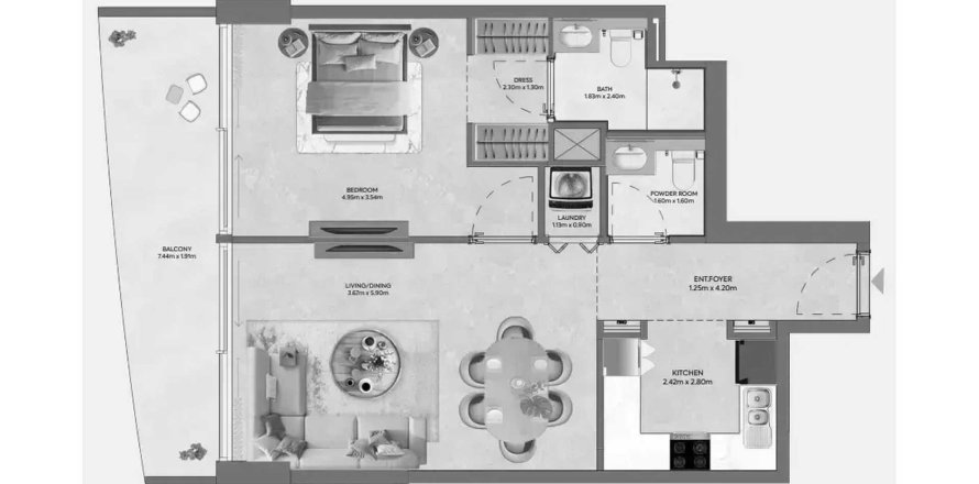 Apartament në Hermina by Casagrand në Dubai, Emiratet e Bashkuara Arabe 1 dhomë gjumi, 76.83 m2. № 713503