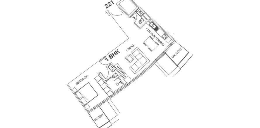 Apartment sa Villa del Garda sa Dubai, UAE 1 silid-tulugan, 65.37 sq.m. № 695457