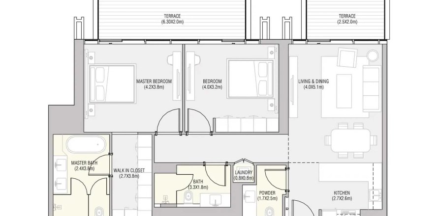 Apartamento em Saadiyat Island, Abu Dhabi, EAU 2 quartos, 119.29 m2 № 758077