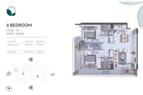 Apartment sa OLIVIA RESIDENCES sa Green Community, Dubai, UAE 1 silid-tulugan, 59 sq.m. № 728612 - larawan 8