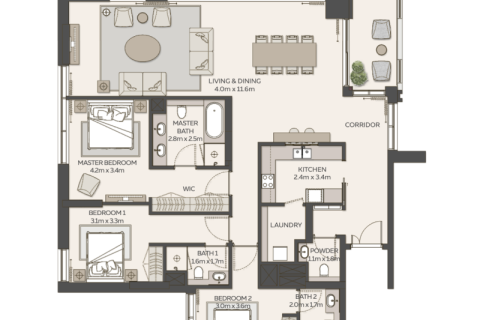 Dubai, संयुक्त अरब अमीरात में अपार्टमेंट, 1 बेडरूम, 87 वर्ग मीटर, संख्या 689749 - फ़ोटो 6
