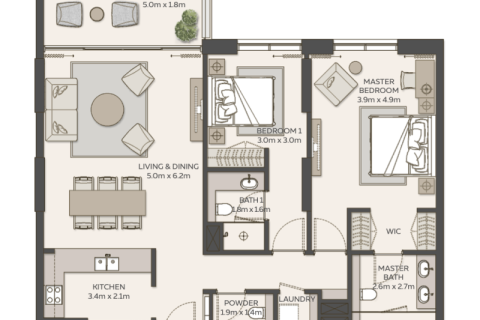 Dubai, संयुक्त अरब अमीरात में अपार्टमेंट, 1 बेडरूम, 87 वर्ग मीटर, संख्या 689749 - फ़ोटो 5