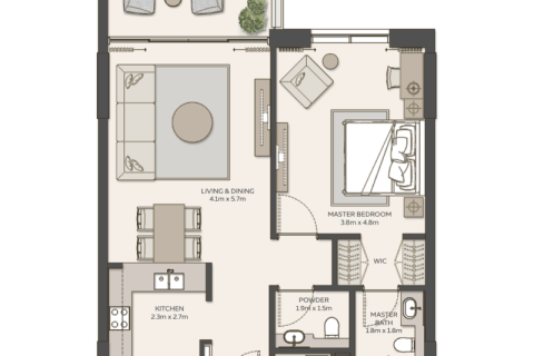 Dubai, संयुक्त अरब अमीरात में अपार्टमेंट, 1 बेडरूम, 87 वर्ग मीटर, संख्या 689749 - फ़ोटो 4