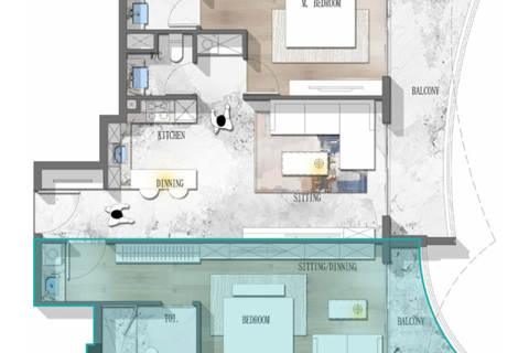 Apartmen di Dubai, UAE 1 bilik tidur № 690290 - foto 8