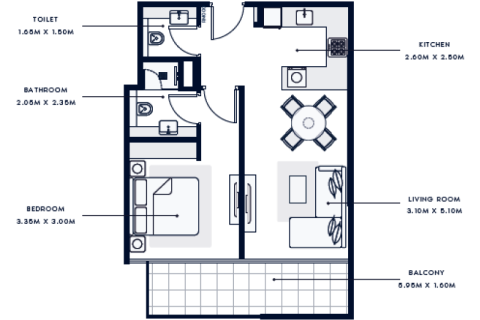 Купить квартиру в Dubai Sports City, Дубай, ОАЭ 1 комната, 33м2, № 732663 - фото 9