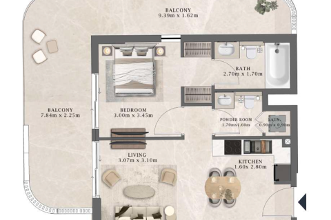 Apartman u Al Marjan Island, Ras Al Khaimah, UAE 1 soba Br. 690107 - fotografija 9