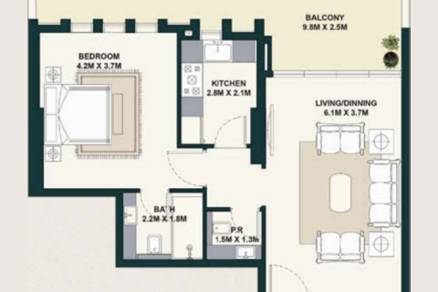 Lägenhet till försäljning i Jumeirah Village Circle, Dubai, UAE 1 sovrum, 55 kvm Nr. 732634 - fotografi 4
