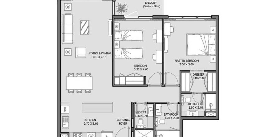 Appartamento a Dubai Investment Park, Dubai, EAU 2 camere da letto, 99.5 mq. № 648090