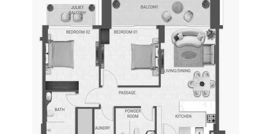 Apartment sa Crown Palace sa Dubai South (Dubai World Central), UAE 2 silid-tulugan, 85.19 sq.m. № 707504