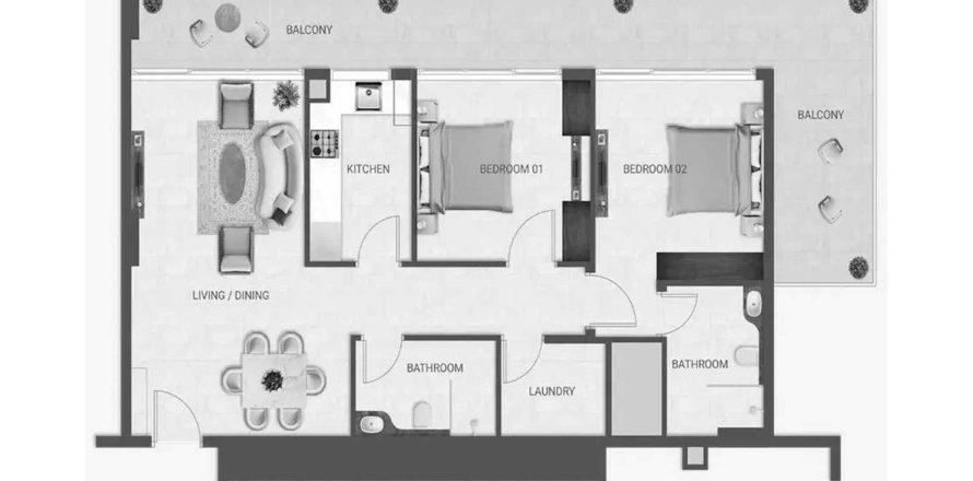 Apartament në Crown Palace në Dubai South (Dubai World Central), Emiratet e Bashkuara Arabe 2 dhoma gjumi, 110.74 m2. № 707502