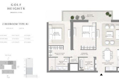 Lägenhet till försäljning i Emirates Hills, Dubai, UAE 2 sovrum, 107 kvm Nr. 652677 - fotografi 16