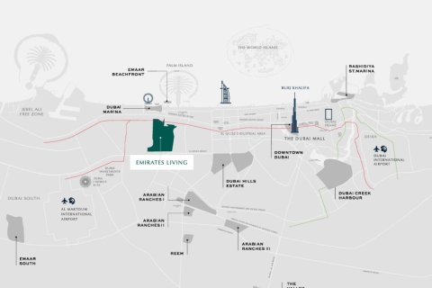 Lägenhet till försäljning i Emirates Hills, Dubai, UAE 2 sovrum, 107 kvm Nr. 652677 - fotografi 15