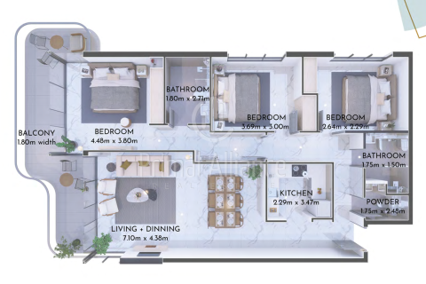 Apartemen di Dubai Investment Park, UEA 3 kamar tidur, 138.43 m2 nomor 659971 - foto 24