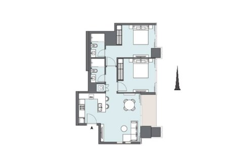 Huoneisto Business Bay, Dubai, Arabiemiraatit 2 makuuhuonetta, 88.1 m2 № 660444 - kuva 19