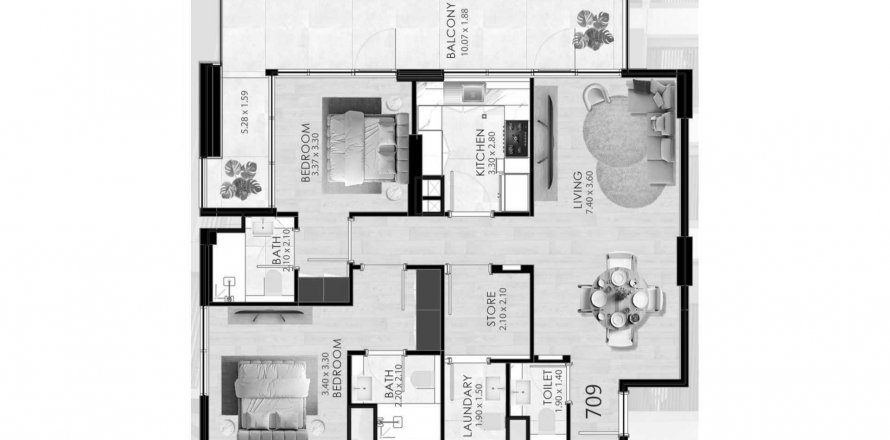 Lägenhet i International City, Dubai, UAE 2 sovrum, 123.46 kvm Nr. 641771