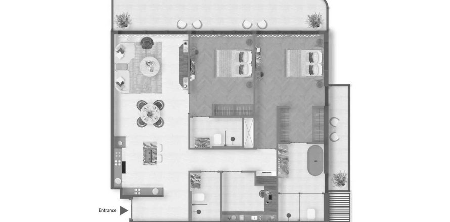 Apartament în Dubai, EAU 2 dormitoare, 140 mp.  №660667