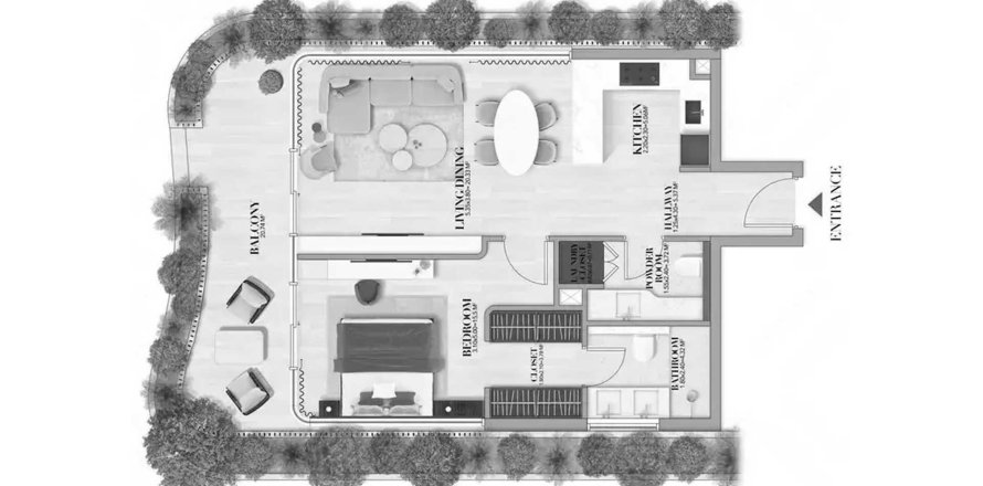 Korter asukohaga Gate Eleven asukohaga Meydan, Dubai, AÜE: 1 magamistoaga, 83.43 m² Nr 720720
