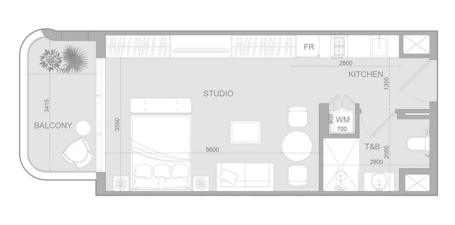 Apartament në S1LV1ANA Park në Jumeirah Village Triangle, Dubai, Emiratet e Bashkuara Arabe 1 dhomë, 43.09 m2. № 709009