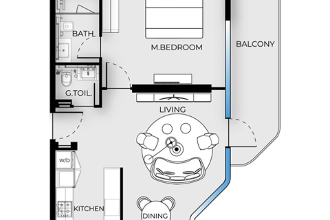Lägenhet till försäljning i Dubai, UAE 1 sovrum, 78 kvm Nr. 690272 - fotografi 5