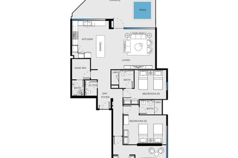 Lägenhet till försäljning i Dubai, UAE 1 sovrum, 78 kvm Nr. 690272 - fotografi 7