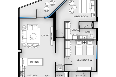 Lägenhet till försäljning i Dubai, UAE 1 sovrum, 78 kvm Nr. 690272 - fotografi 6