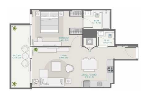 Dubai, UAE의 판매용 아파트 침실 1개, 67제곱미터 번호 690270 - 사진 6