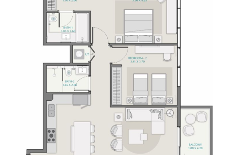 Dubai, UAE의 판매용 아파트 침실 1개, 67제곱미터 번호 690270 - 사진 7