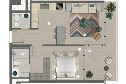 Müüa korter asukohaga Al Marjan Island, Ras Al Khaimah, AÜE: 1 magamistoaga, 61 m² Nr 690156 - pilt 4