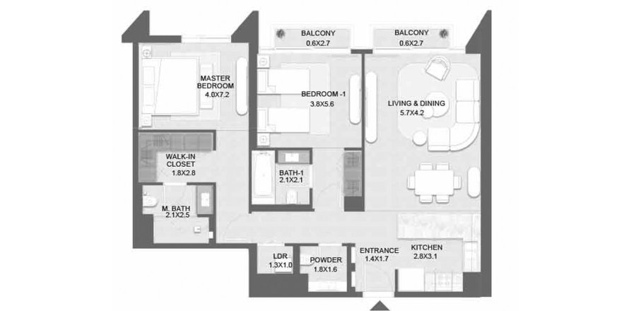 Apartman u Solea by Taraf Holding na Saadiyat Island, Abu Dhabi, UAE 110.6 m2, 2 spavaćih soba Br. 760037