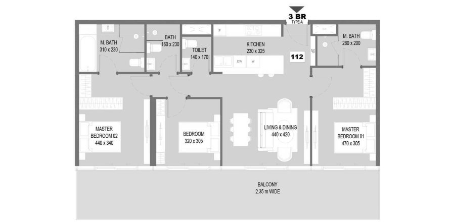 Apartemen di Sensi di Saadiyat Island, Abu Dhabi, UEA 3 kamar tidur, 125 m2 nomor 688110