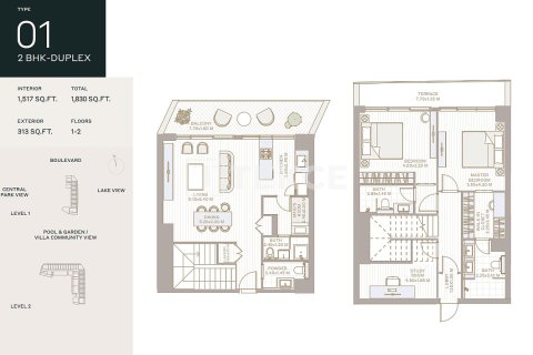 Apartemen di Dubai, UEA 3 kamar tidur, 165 m2 nomor 707711 - foto 21