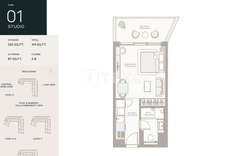 Apartemen di Dubai, UEA 3 kamar tidur, 165 m2 nomor 707711 - foto 19