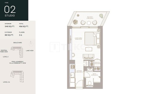 Apartemen di Dubai, UEA 1 kamar tidur, 76 m2 nomor 707710 - foto 20