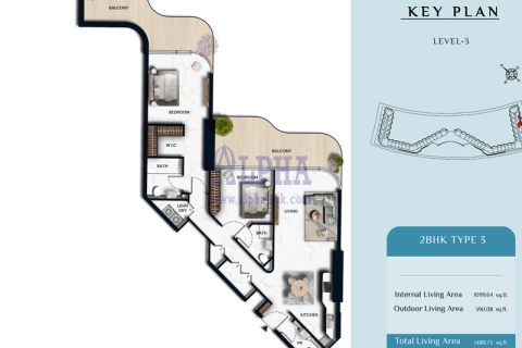 Apartament në Al Marjan Island, Ras Al Khaimah, Emiratet e Bashkuara Arabe 2 dhoma gjumi, 128.8 m2. № 709264 - Foto 8