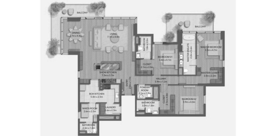 Appartement à Dubai, EAU: 3 chambres, 258 m2 № 650654