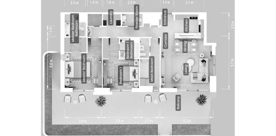 Appartamento a Al Fahid, Abu Dhabi, EAU 2 camere da letto, 234.09 mq. № 695856