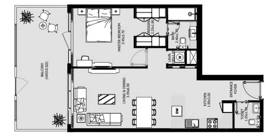 Korter asukohaga VERDANA 9 asukohaga Dubai Investment Park, AÜE: 1 magamistoaga, 90.02 m² Nr 659727