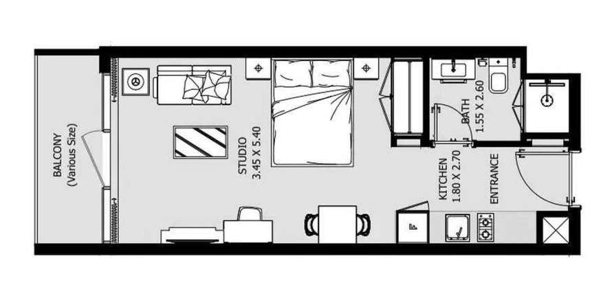 Apartmán v VERDANA 9 v Dubai Investment Park, SAE 1 izba, 36.23 m2 č. 659730
