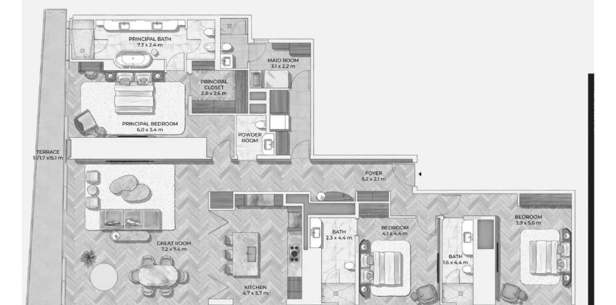 Apartmen di Mr.C Residences Downtown di City Walk, Dubai, UAE 4 bilik tidur, 296.64 meter persegi № 578610