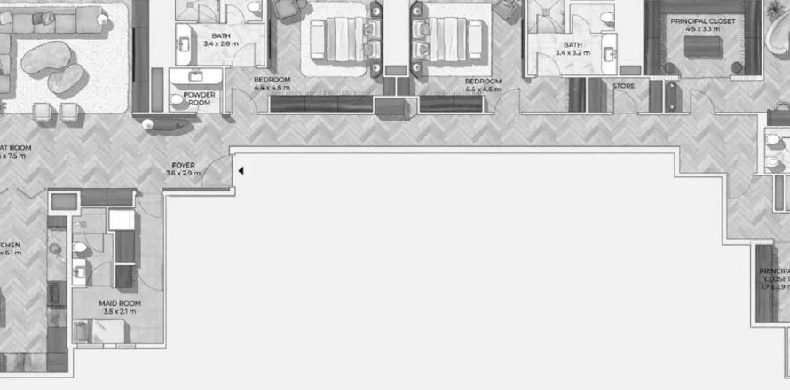 Lakás a Mr.C Residences Downtown lakóparkban itt: City Walk, Dubai, EAE, 4 hálószoba, 490.34 m², azonosító: 578611