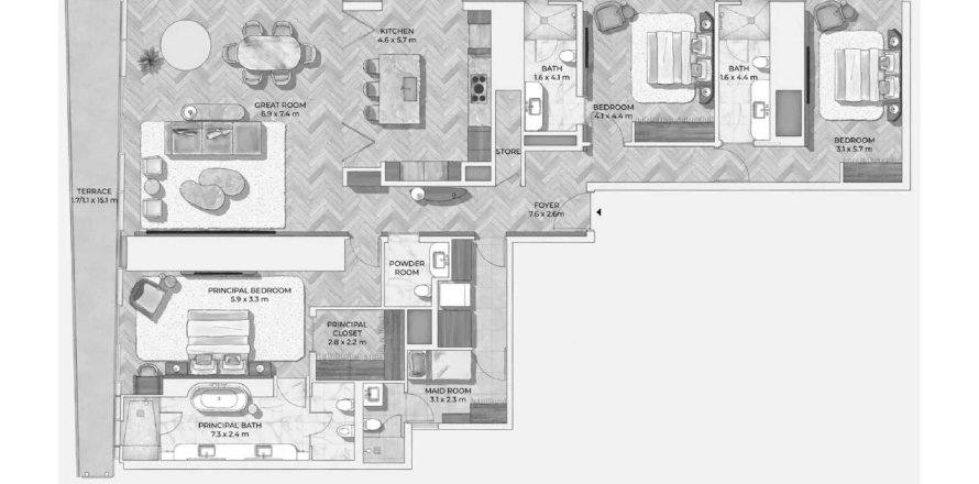 Διαμέρισμα σε Mr.C Residences Downtown σε City Walk, Dubai, ΗΑΕ 3 υπνοδωμάτια, 283.45 τ.μ. Αρ. 578606