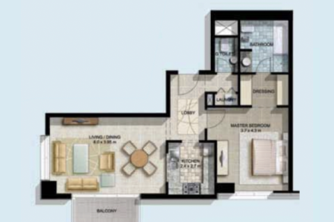 דירה למכירה ב Business Bay, Dubai, איחוד האמירויות 1 חדר, 50 מ"ר, מספר 732474 - תמונה 4