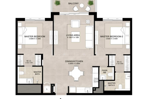 Apartmán v Town Square, Dubai, SAE 1 spálňa, 58 m2 č. 732480 - Fotografia 7