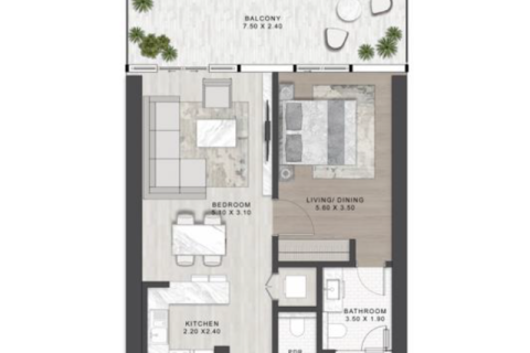 Διαμέρισμα σε Dubai Media City, ΗΑΕ 1 υπνοδωμάτιο, 75 τ.μ. Αρ. 690189 - φωτογραφία 5