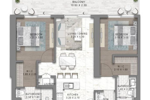 Byt v Maritime City, Dubai, SAE 1 ložnice, 72 m² Č.: 690195 - fotografie 10