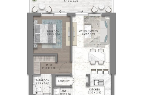 Byt v Maritime City, Dubai, SAE 1 ložnice, 72 m² Č.: 690195 - fotografie 9
