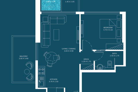 Huoneisto Dubai Silicon Oasis, Arabiemiraatit 1 huone, 34 m2 № 732782 - kuva 5