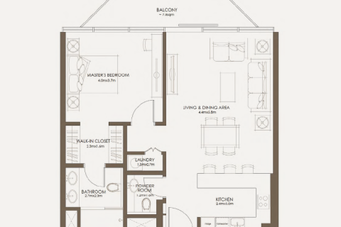 Byt v Abu Dhabi, SAE 1 ložnice, 98 m² Č.: 689842 - fotografie 5