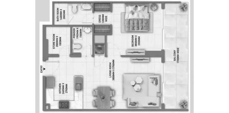 Apartament në Blossom 40 në Majan, Dubai, Emiratet e Bashkuara Arabe 1 dhomë gjumi, 80.18 m2. № 715501